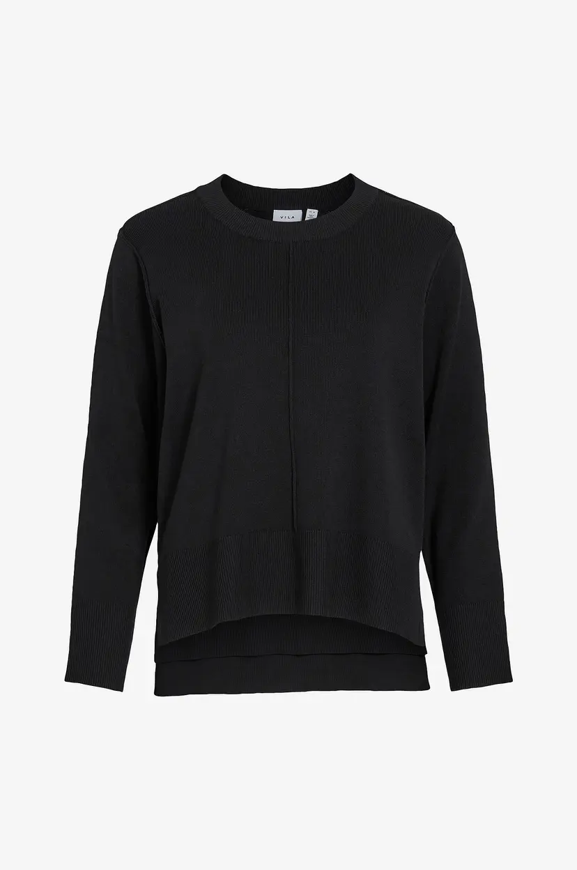 Vila Topp viOstria O-neck L/S Knit Top - Svart