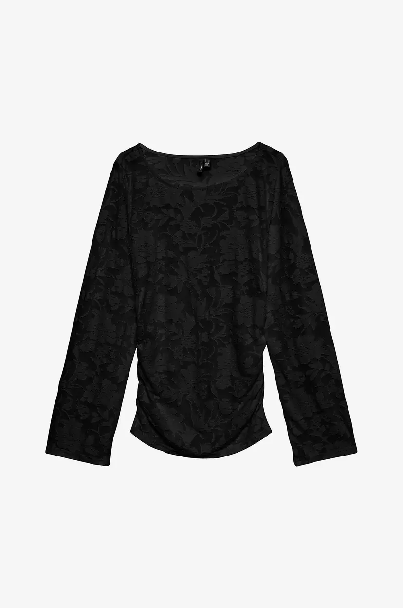 Vero Moda Topp Vmlayla Ls Gathering Top Jrs - Svart