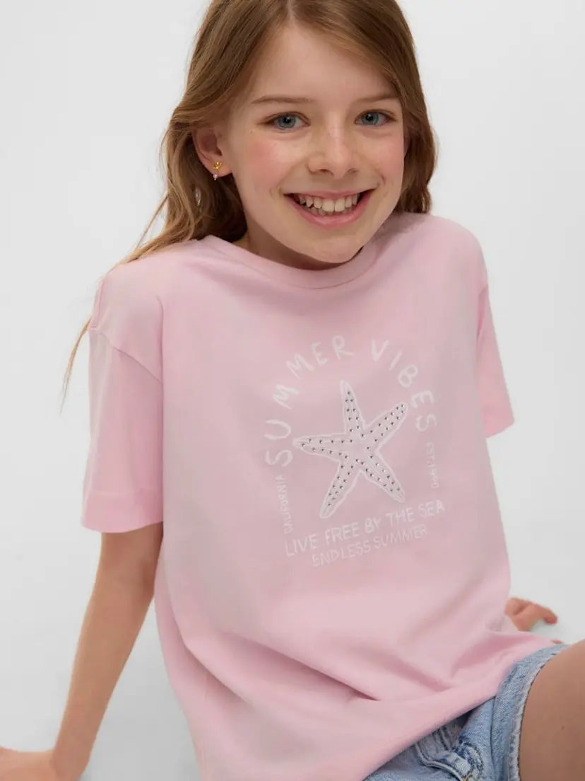 Vero Moda Girl Vero Moda Girl Palma T Skjorte Regular Fit Pink-A-Boo Starfish (122/128)
