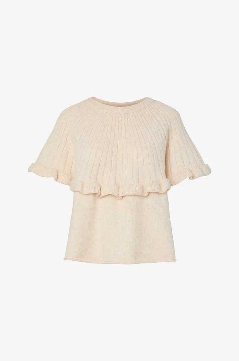 Pieces Genser pcBei SS O-neck Frill Knit - Hvit