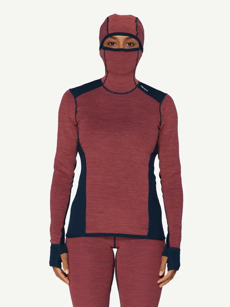 Devold Devold - Reverso Merino Hoodie Dame - Large - Rød