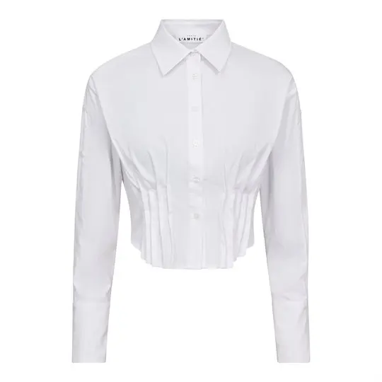 Haute L ' Amité Haute L' Amitié - Bell Pleat Crop Shirt - White