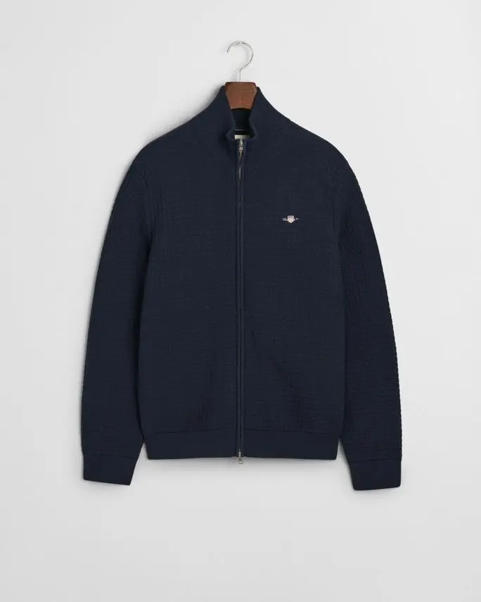 Gant COTTON TEXTURED ZIP CARDIGAN