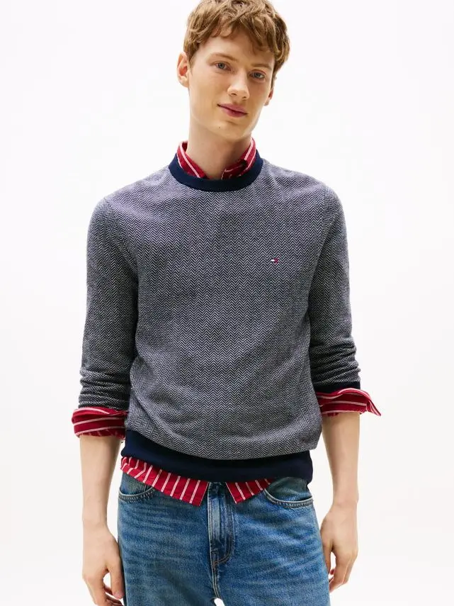 Tommy Hilfiger PIMA CTN CASH HERRINGBONE CREW
