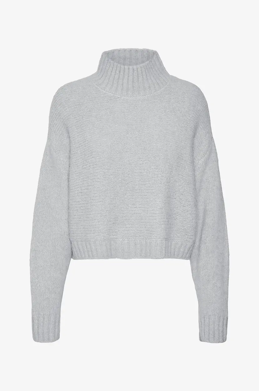 Vero Moda Genser vmMars LS High Neck Cropped Knit VM - Grå