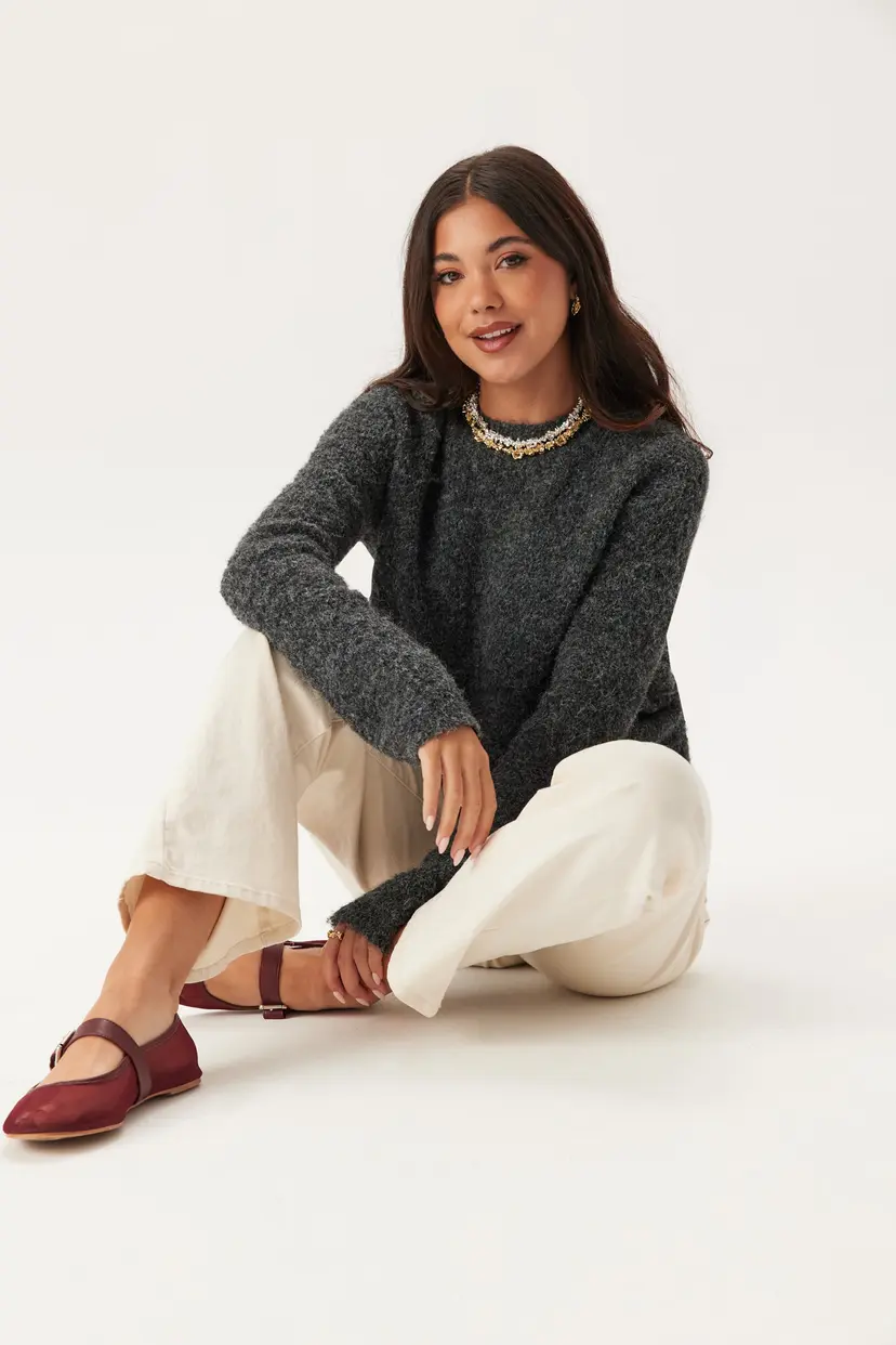 Bubbleroom Knitted Bouclé Sweater