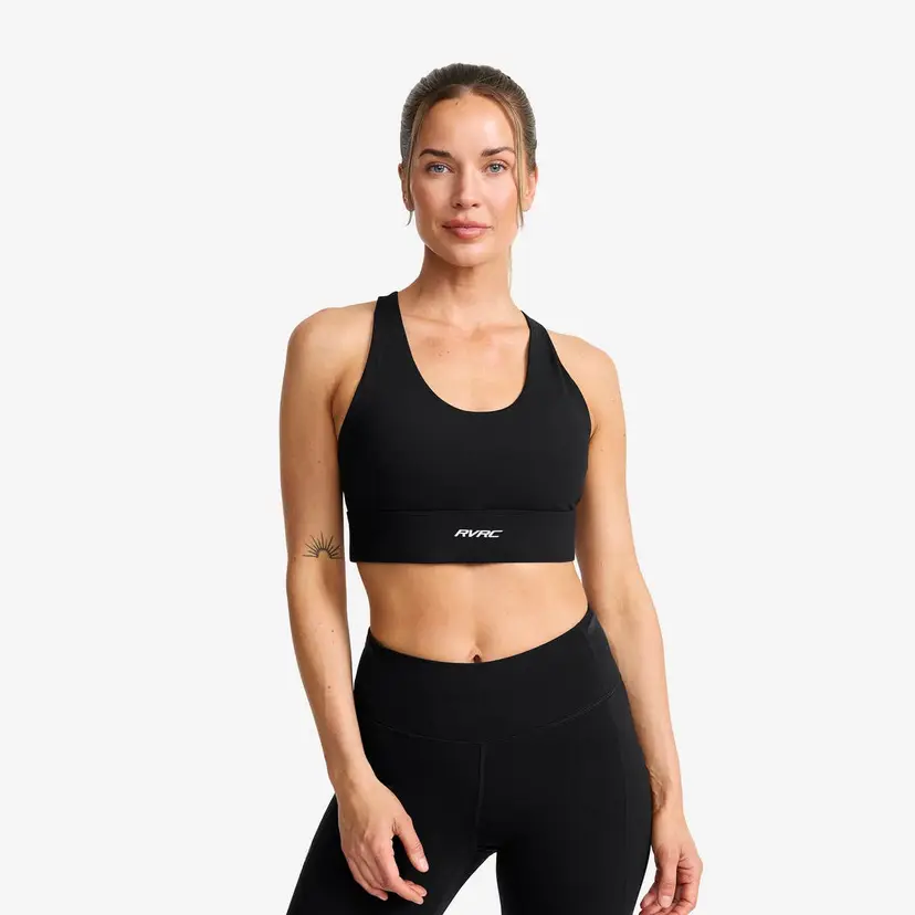 RevolutionRace Rapid V Longline Medium Sports Bra Dame Black
