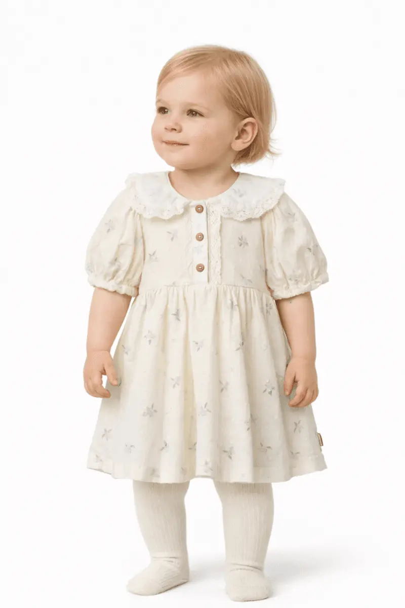 Wheat Wheat, Babykjole Adele, Off-white blomster
