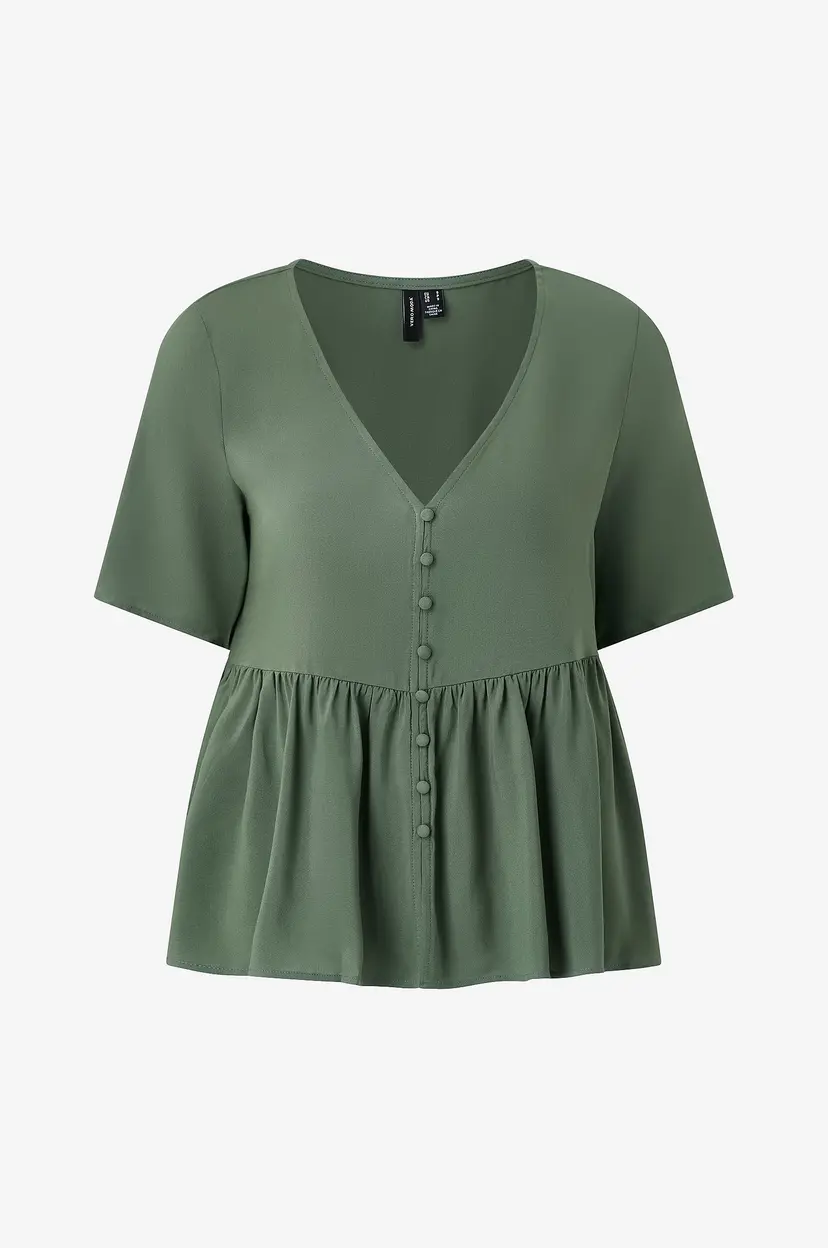 Vero Moda Bluse vmAlba SS Peplum Wvn - Grønn