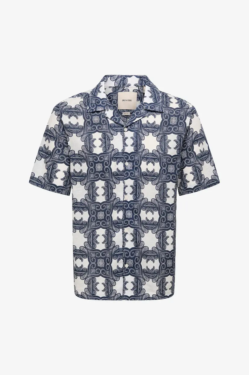 Only & Sons Skjorte onsCaiden Reg Fit Aop Linen Blend - Hvit