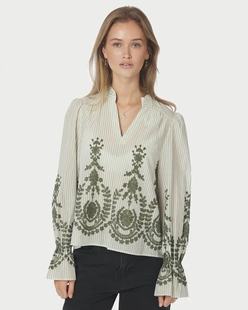 Neo Noir Bluse Amara Stripe - Grønn - Str 40