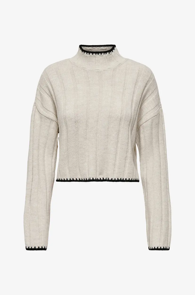 ONLY Genser onlChick Stitch LS Highneck Knt - Beige