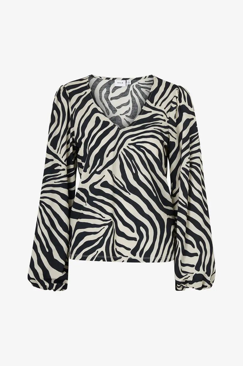 Vila Bluse viMiran Molli V-neck L/S Top - Svart