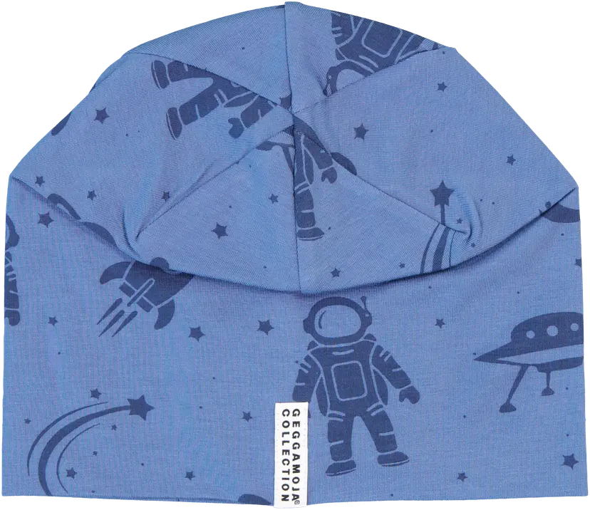 Geggamoja Mössa Bambu fleecefodrad Astronaut Blå - Baby 2-6 mån