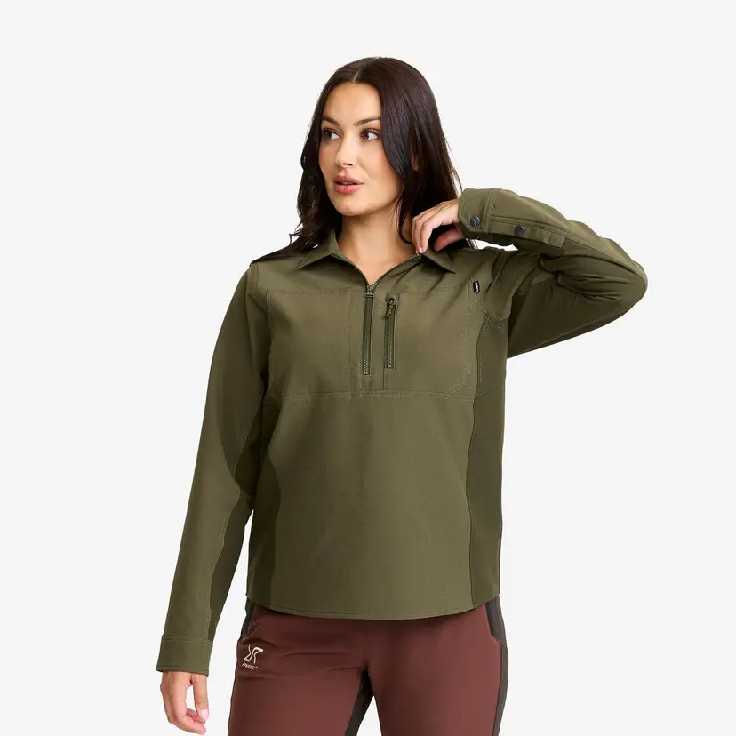 RevolutionRace Ridge Half-zip Stretch Shirt Dame Grape Leaf/Forest Night