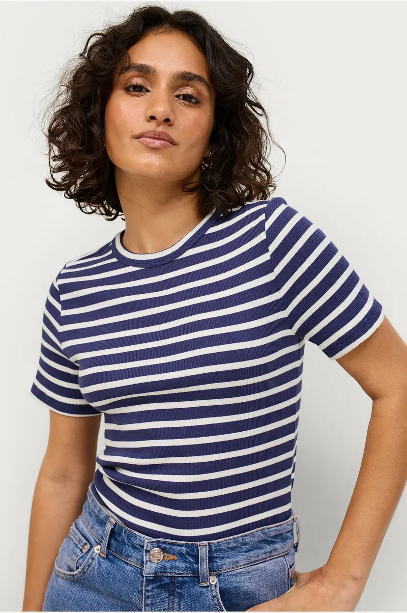 Saint Tropez Topp Astasz SS Stripe T-shirt - Blå