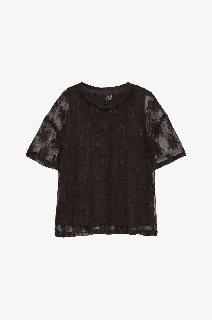 Vero Moda Topp Vmnikita S/S O-Neck Top Jrs Btq Fr - Brun