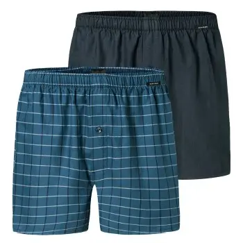 Schiesser Schiesser 2P Boxershorts multipack Blå bomull 3XL Herre