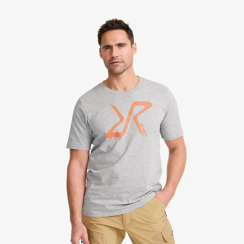 RevolutionRace Easy Graphic Logo T-Shirt Herre Grey Melange/Orange