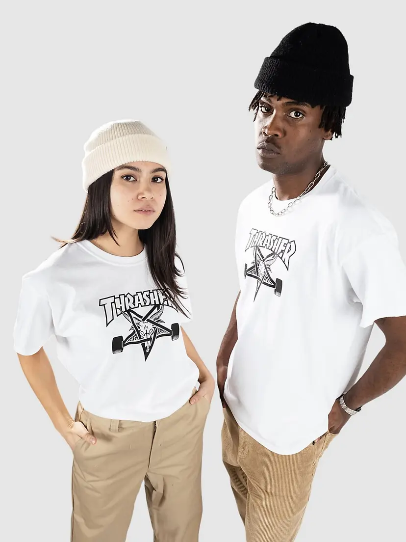 Thrasher Thrasher Skate Goat T-skjorte hvit