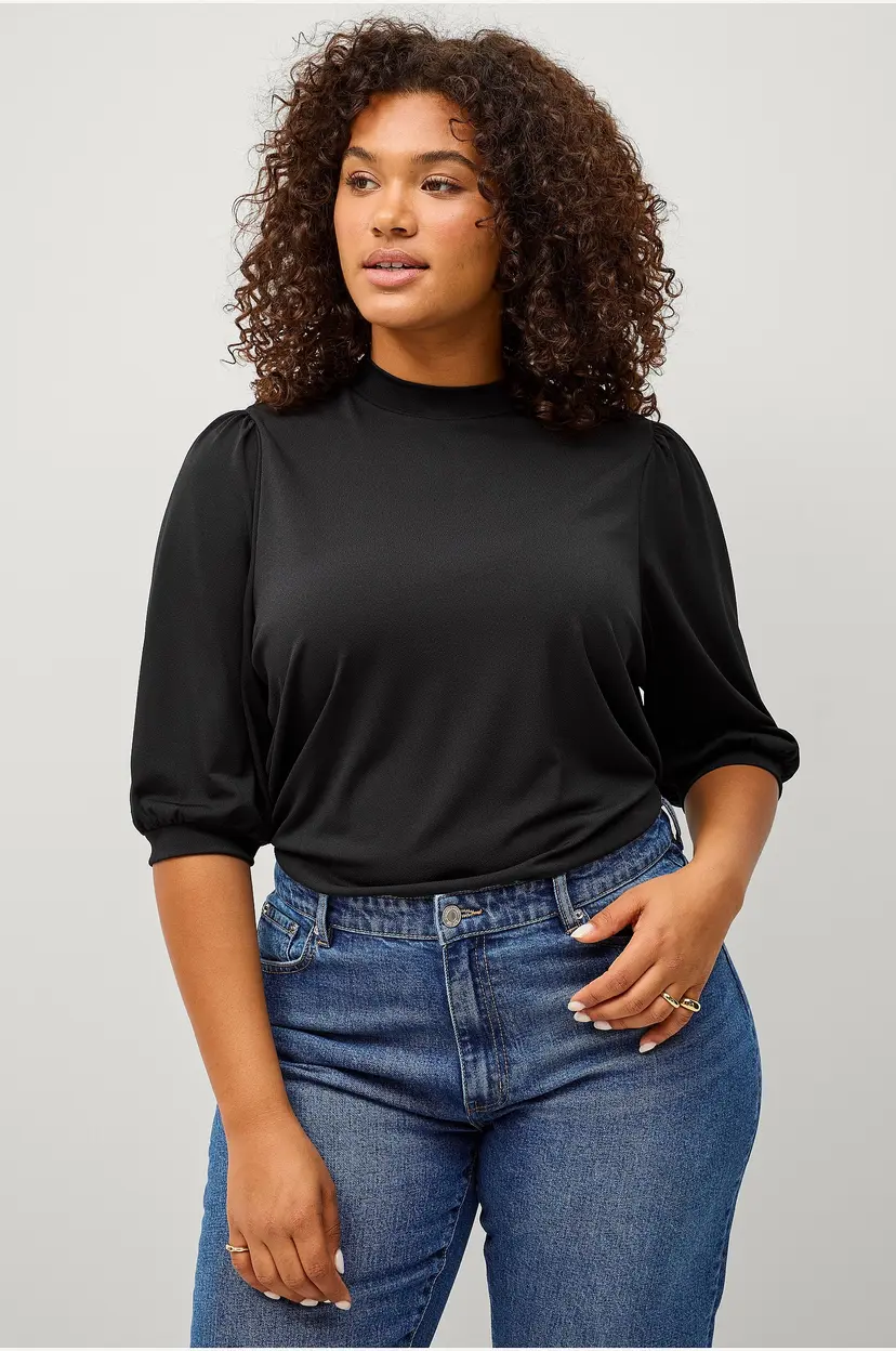 Ellos Plus collection Strikket topp med crepekvalitet - Svart