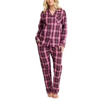Damella Damella Cotton Flannel Pyjamas Brun/rosa bomull Dame