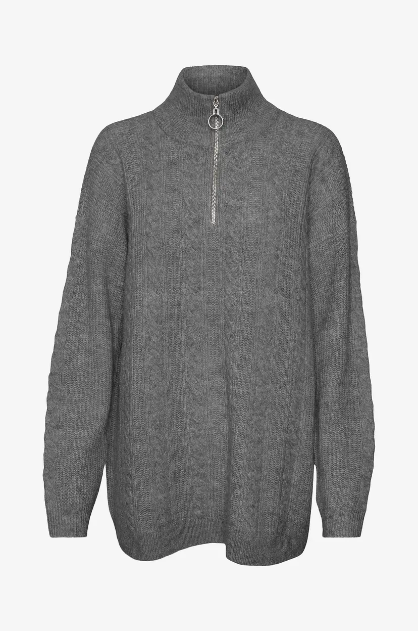 Vero Moda Pullover vmMili LS Highnk Long Zip Pullover - Grå
