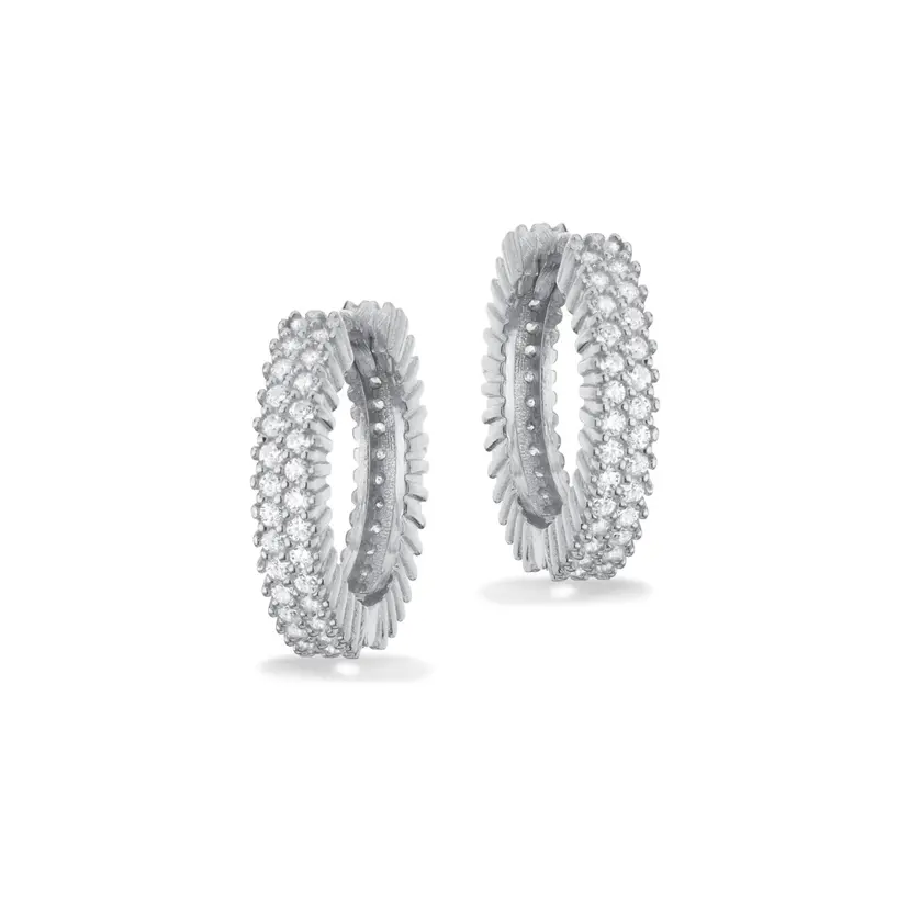 Scrouples Scrouples - Sterling sølv creoler i sølv med dobbelt række sten - 164772