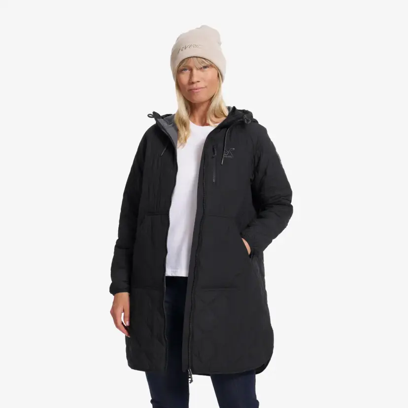 RevolutionRace Tapa Long Quilt Jacket Dame Black
