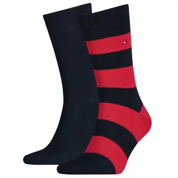 Tommy Hilfiger Tommy Hilfiger Strømper 2P Men Rugby Sock Blå/Rød Str 43/46 Herre