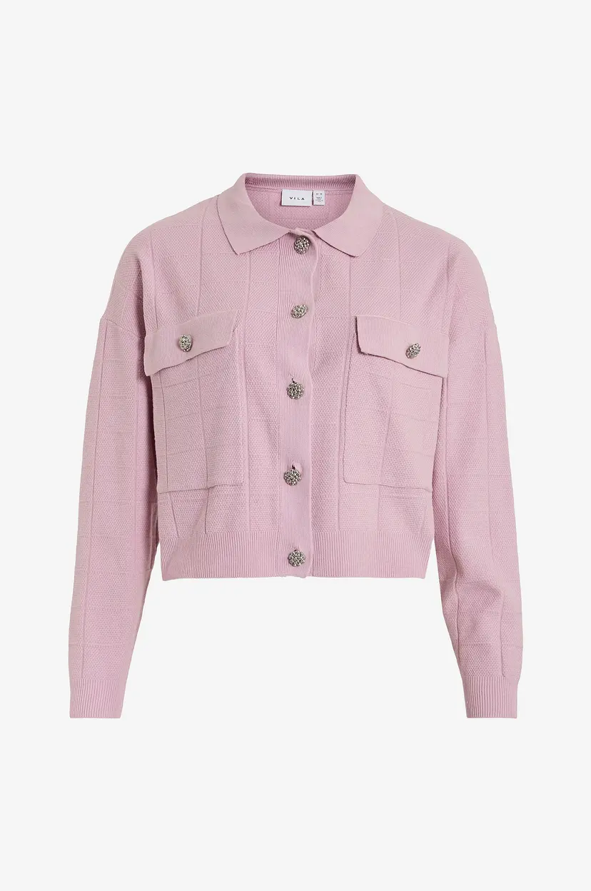 Vila Kardigan viJulisa L/s Short Knit Cardigan/bf - Rosa