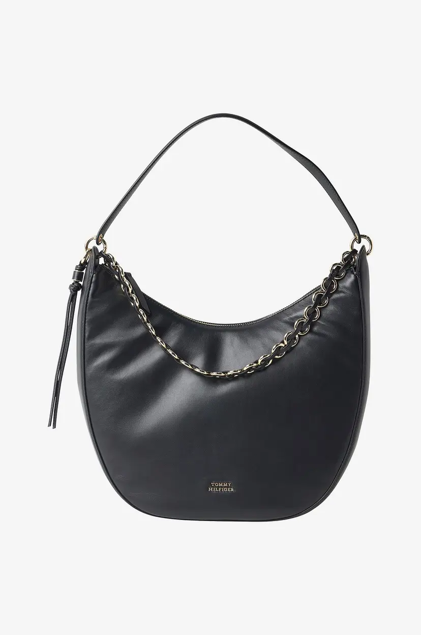 Tommy Hilfiger Vesken Moon Leather Hobo - Svart