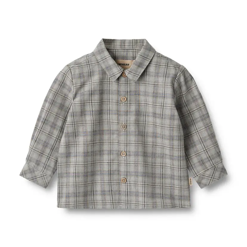 Wheat Wheat Baby Shirt Oscar Cloudy Blue Check (92 / 2 år)