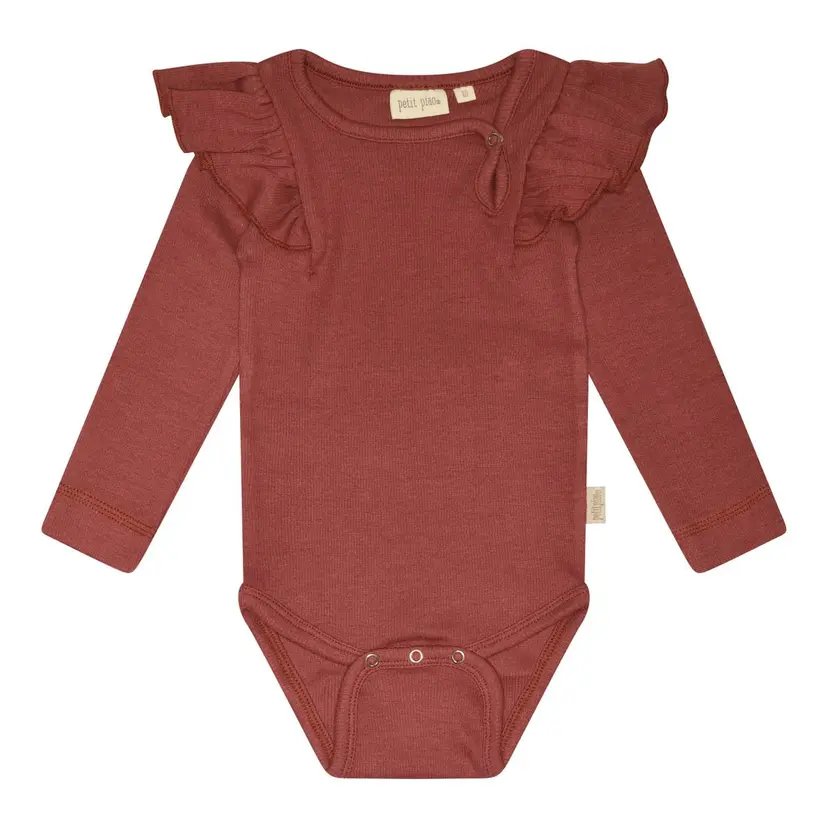 Petit Piao Petit Piao Body Modal Frill Berry Dust (80 / 1 år)