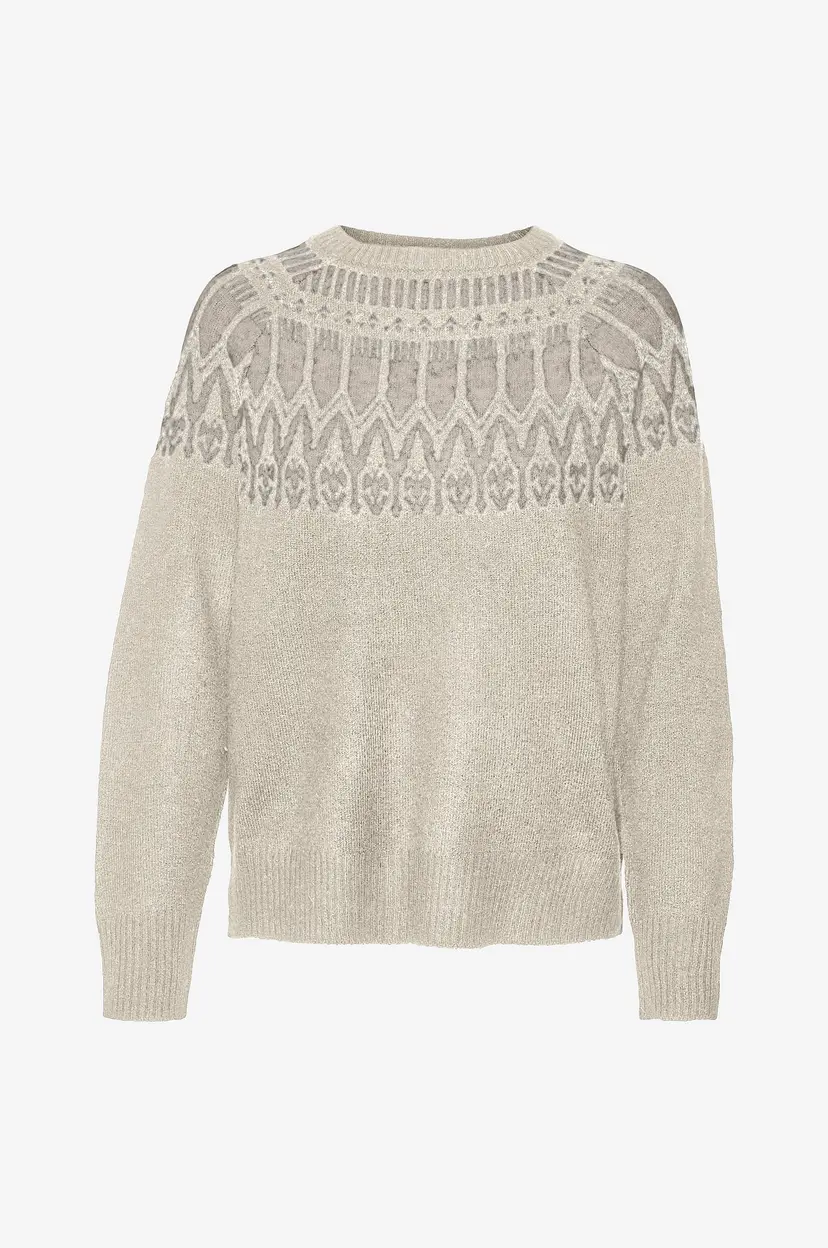 Vero Moda Genser vmSimone LS Nordic Pullover - Beige