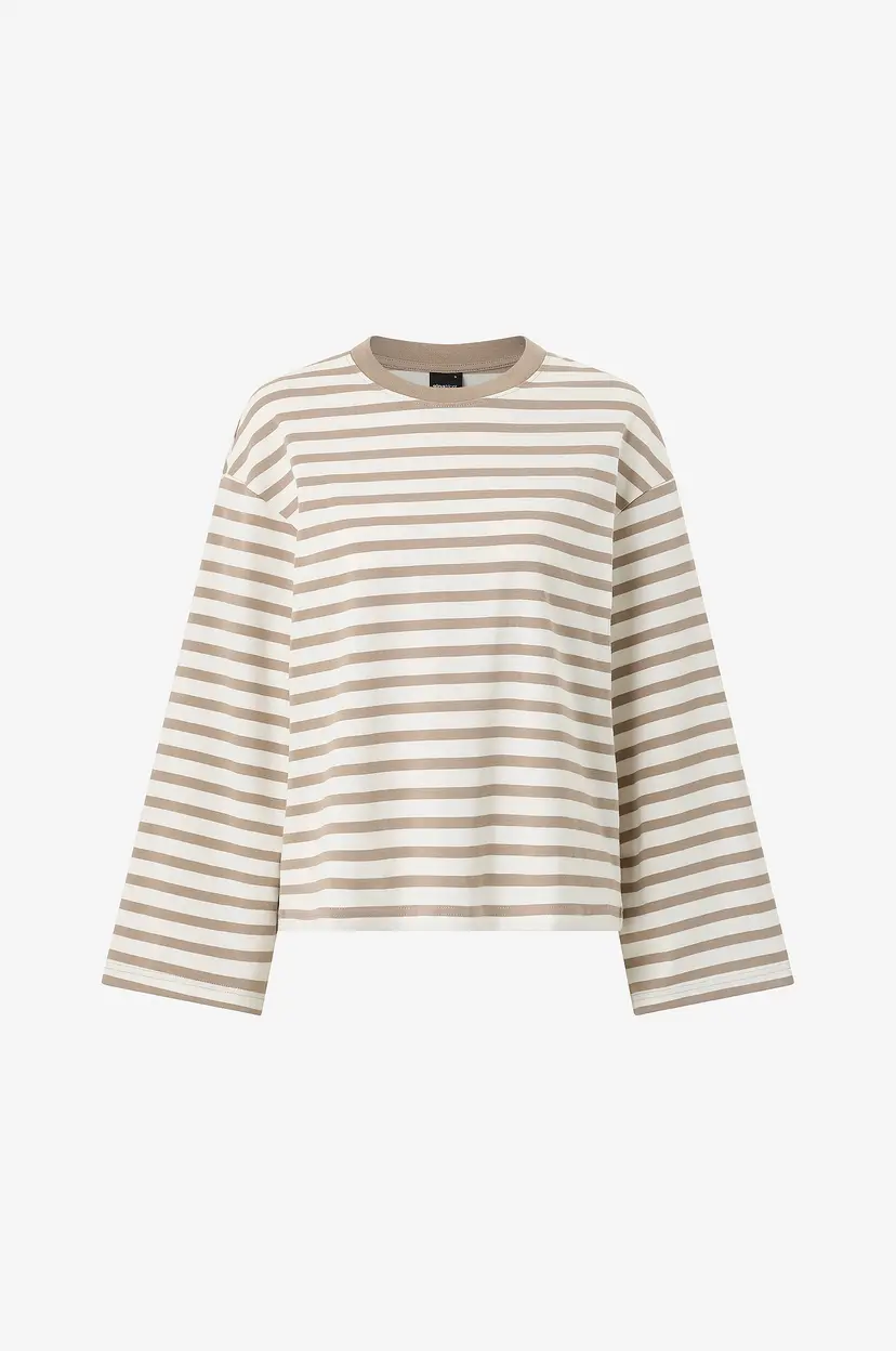 Gina Tricot Topp Stripe Long Sleeve Tee - Beige