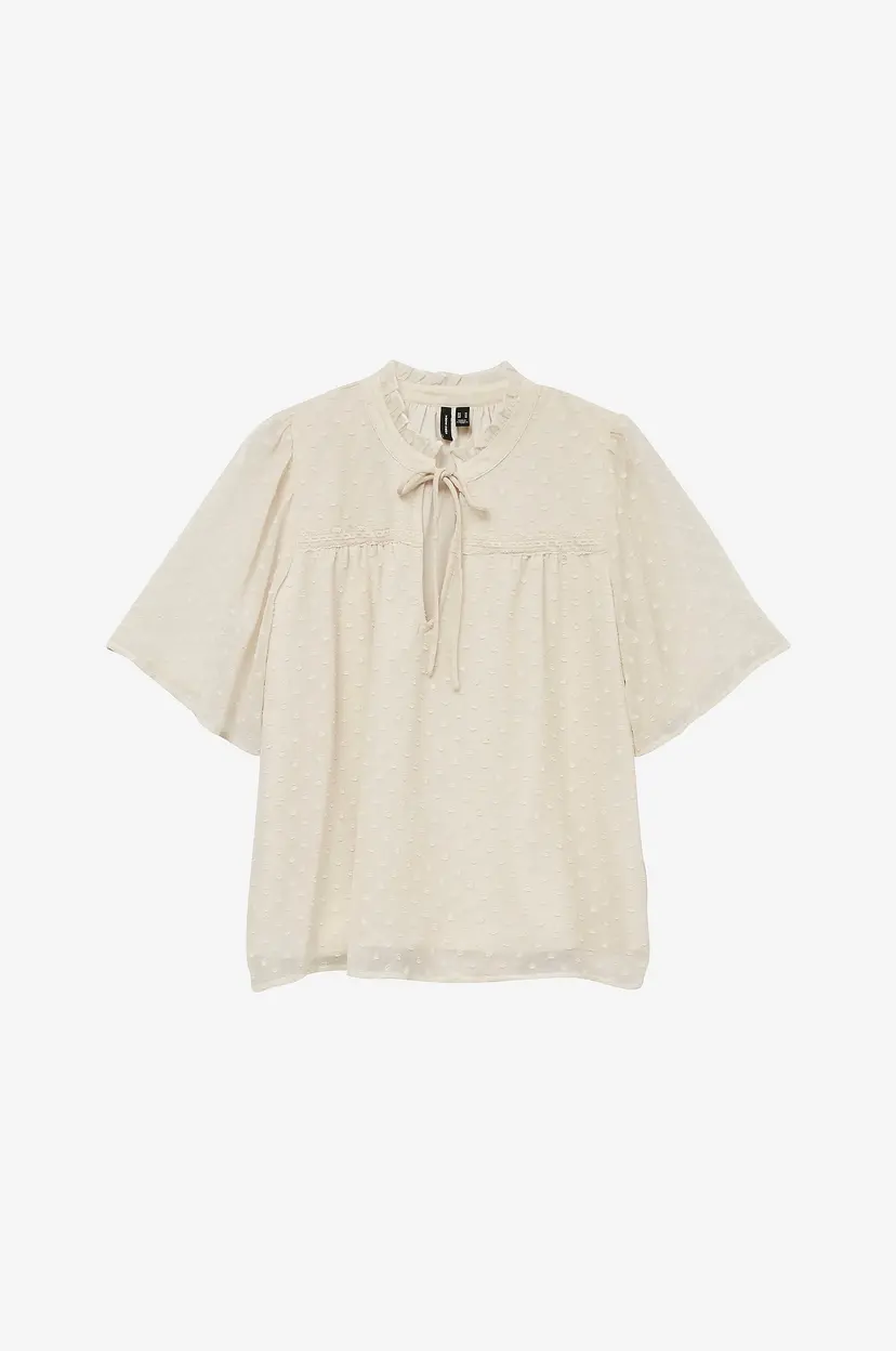 Vero Moda Bluse vmLeah SS Lace Top - Beige