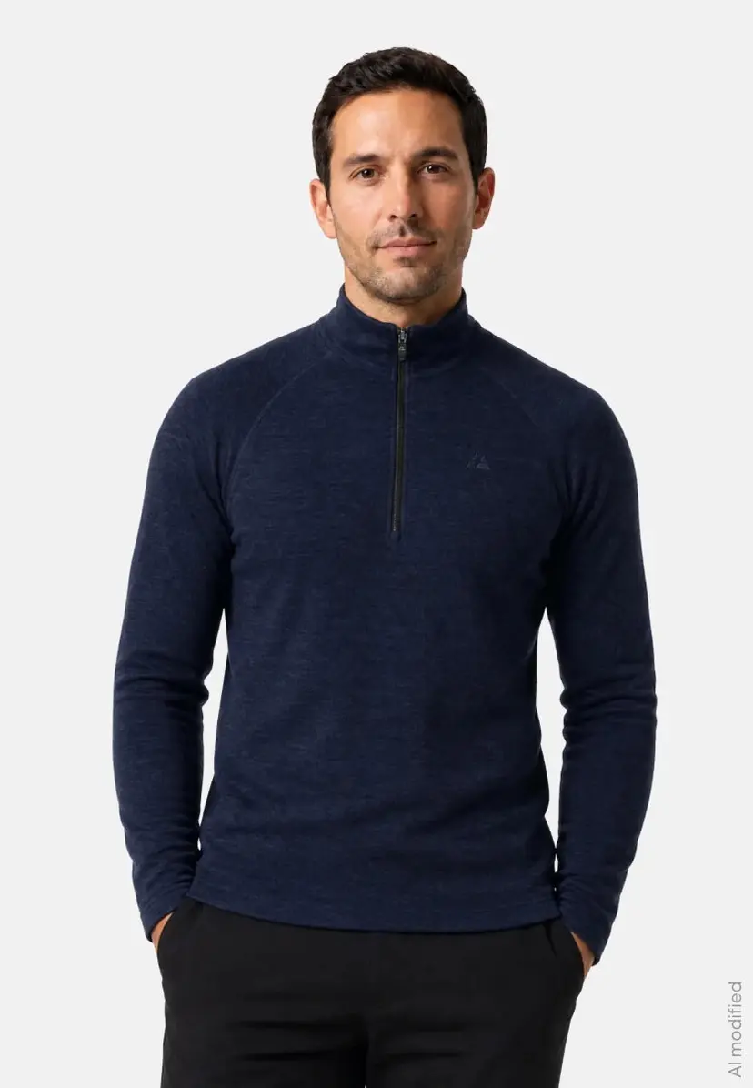 DANISH ENDURANCE EXTREME MERINO HALVLYN ZIP TRØJE fra DANISH ENDURANCE, Mørk Marineblå, M