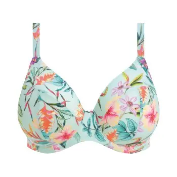 Elomi Elomi Sunshine Cove Underwire Plunge Bikini Top Blå Mønster F 80 Dame