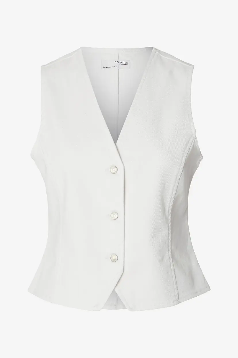 Selected Women Jeansvest slfLexia SL White Denim Vest - Hvit