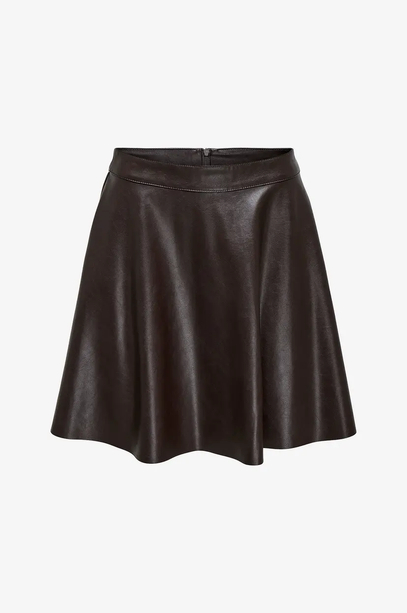 ONLY Skjørt onLuna Faux Leather Flared OT - Svart