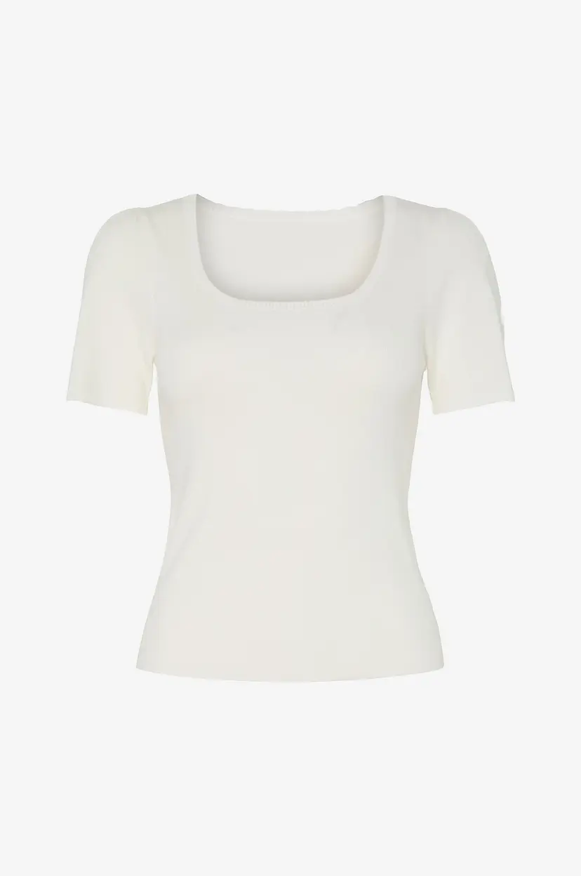 Pieces Topp pcJuline SS Rev Knit - Hvit