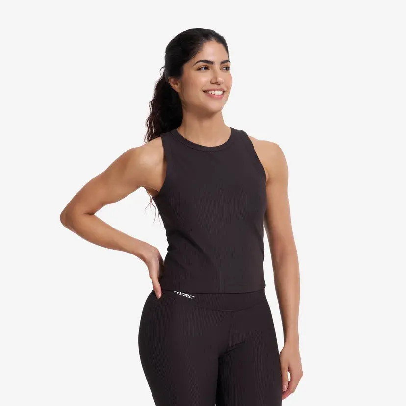 RevolutionRace Shape Ribbed Tank Top Dame Espresso