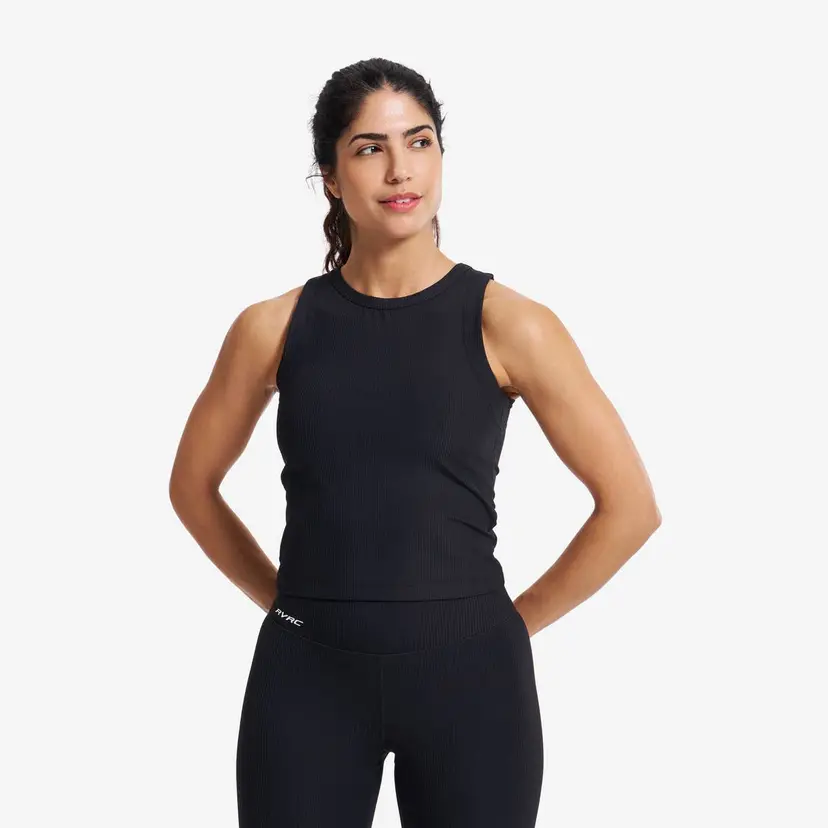 RevolutionRace Shape Ribbed Tank Top Dame Black
