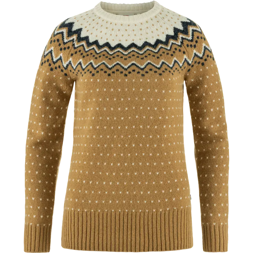 Fjällräven Fjällräven Women's Övik Knit Sweater Buckwheat Brown-Chalk White