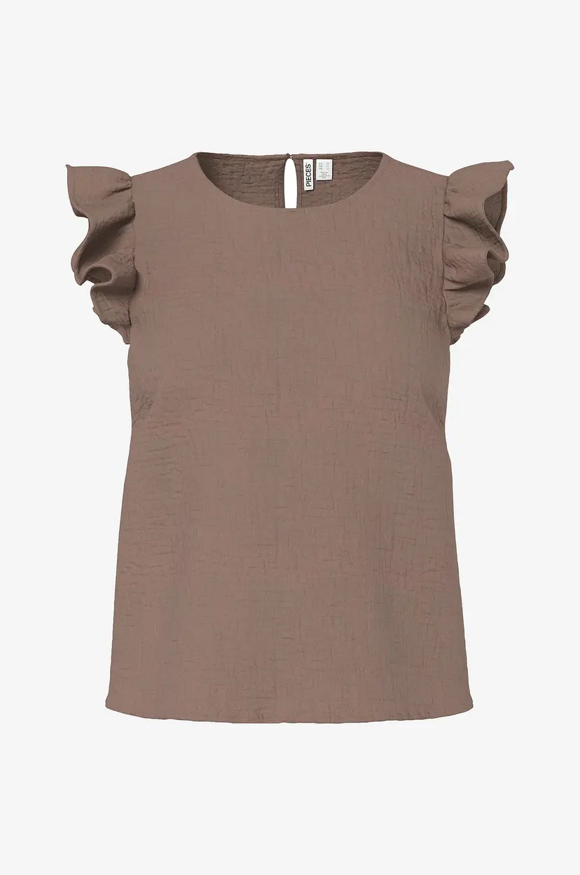 Pieces Bluse pcSastina SL O-neck Top Wvn Msa BC - Brun