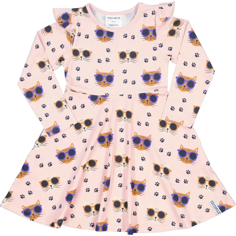 Geggamoja Snurrklänning Bambu Cool Cats Rosa - 146/152