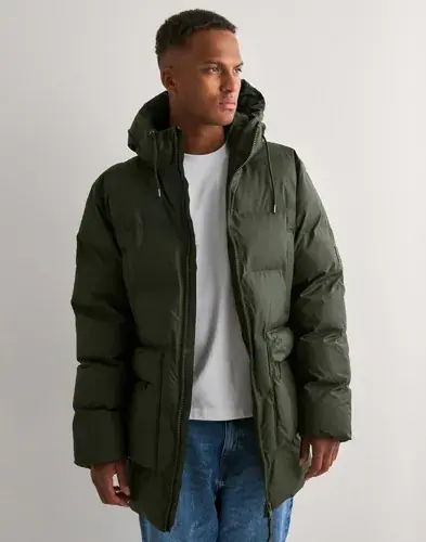 Rains Rains Alta Long Puffer Cargo Jacket W3T4 Puffer jackets Grønn