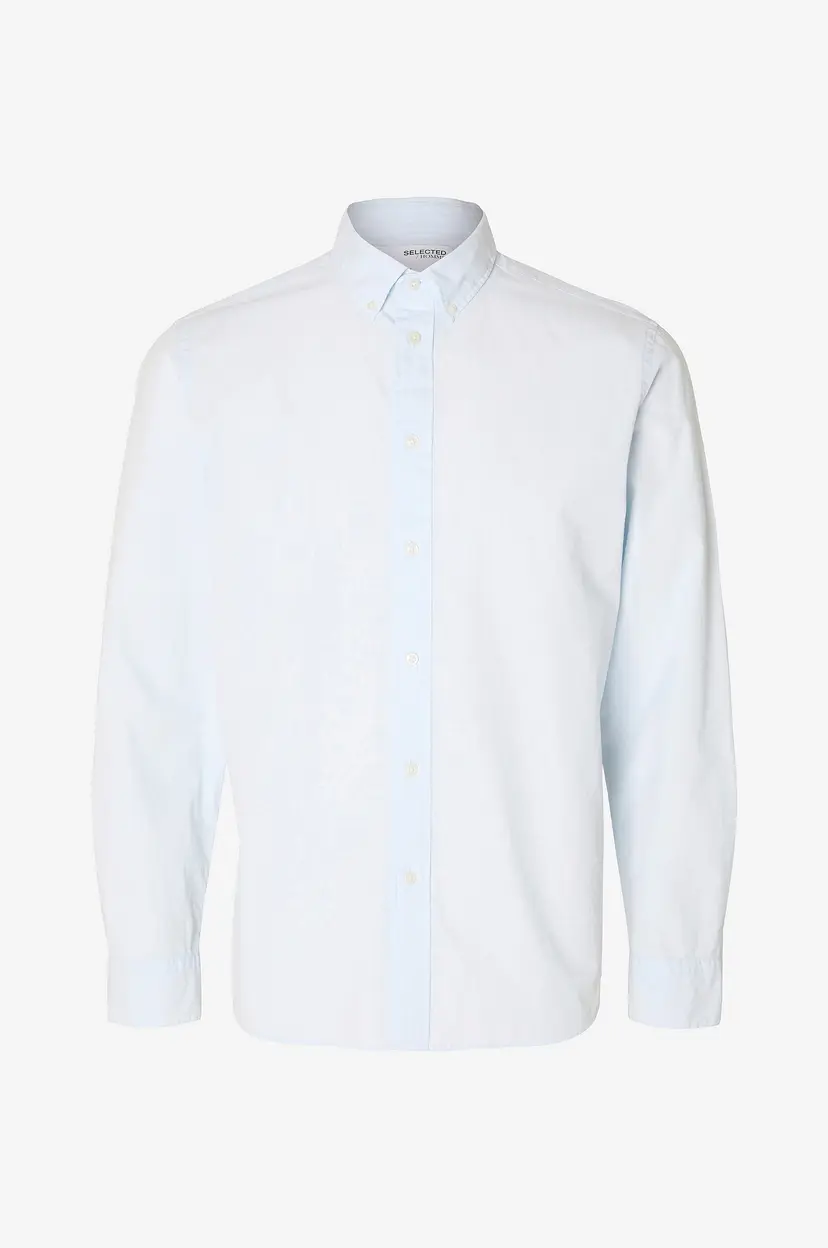 Selected Men Skjorte slhSlimrick-poplin Shirt LS - Blå