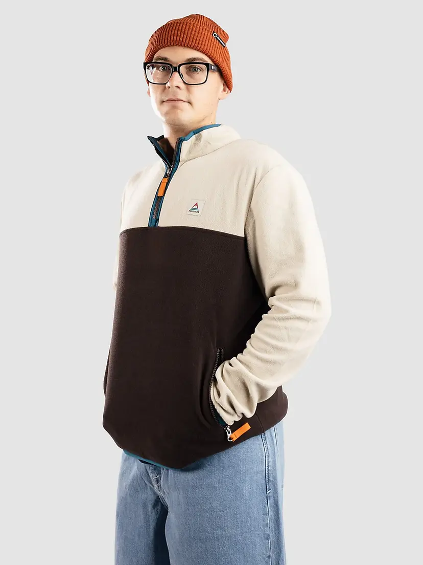 Passenger Passenger Set Off Recycled Polar 1/4 Zip Half-Zip Fleecegenser brun
